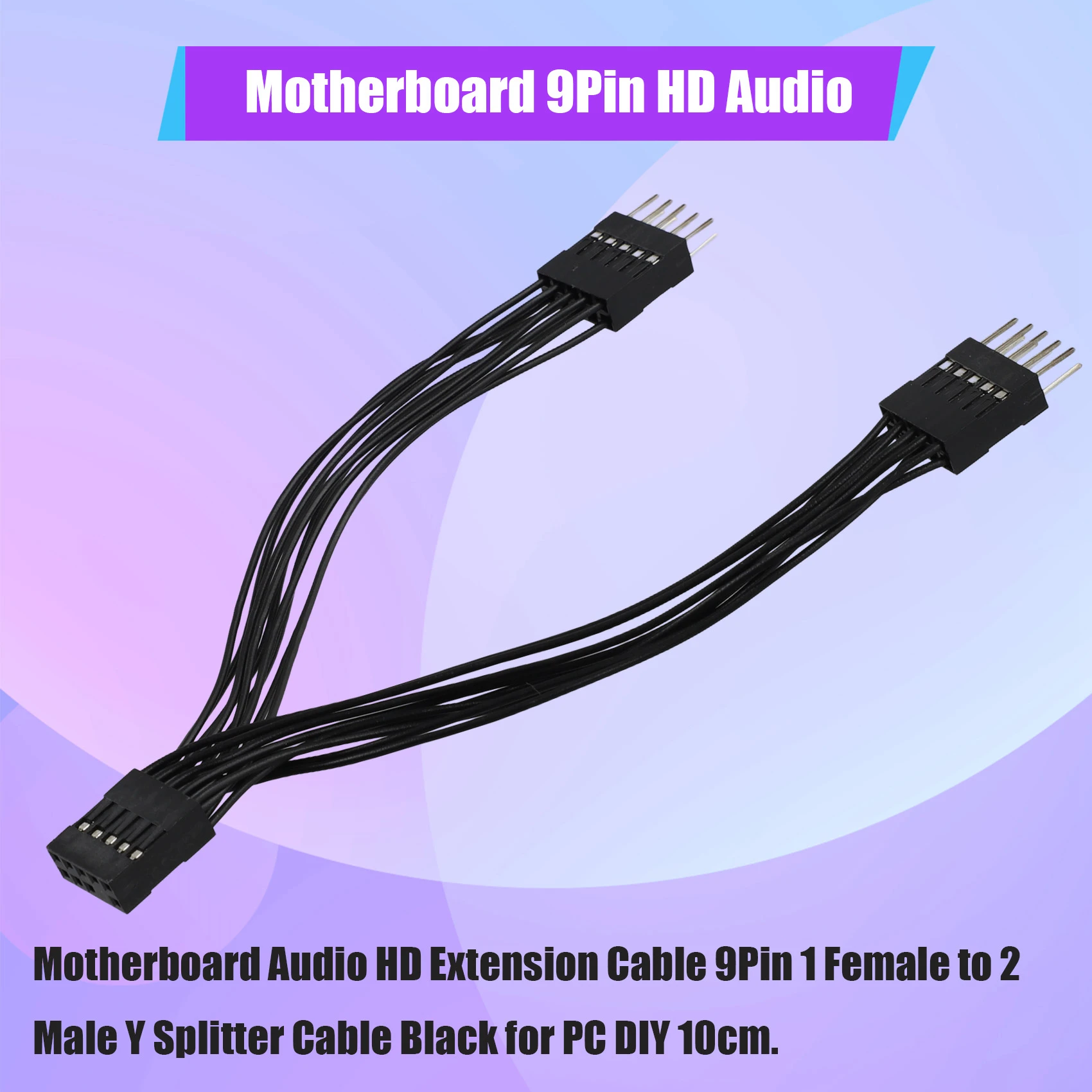 Аудио HD-удлинительный кабель для материнской платы RISEN, 9-контактный, 1 гнездо на 2 штекера, Y-разветвитель, черный для ПК, сделай сам, 10 см