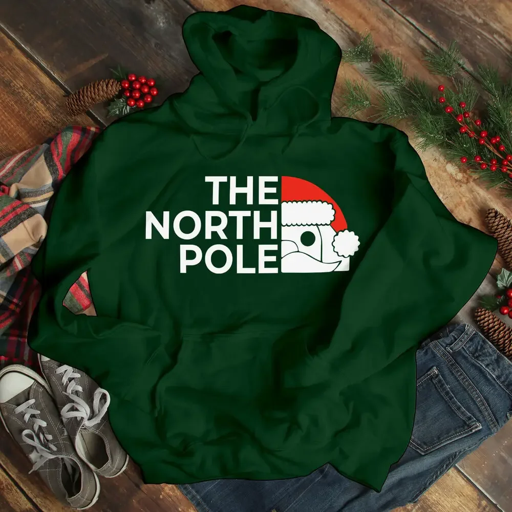 Beautiful Christmas Hoodie North Pole Christmas Hoodie Christmas Gift Street Long Sleeve Men and Women Hooded Turtlenets