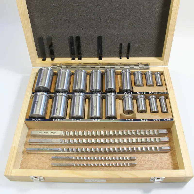 30 Pieces Imperial Broach Set Involute Spline Broach Standard Piece Metric Broach Keyway Pusher