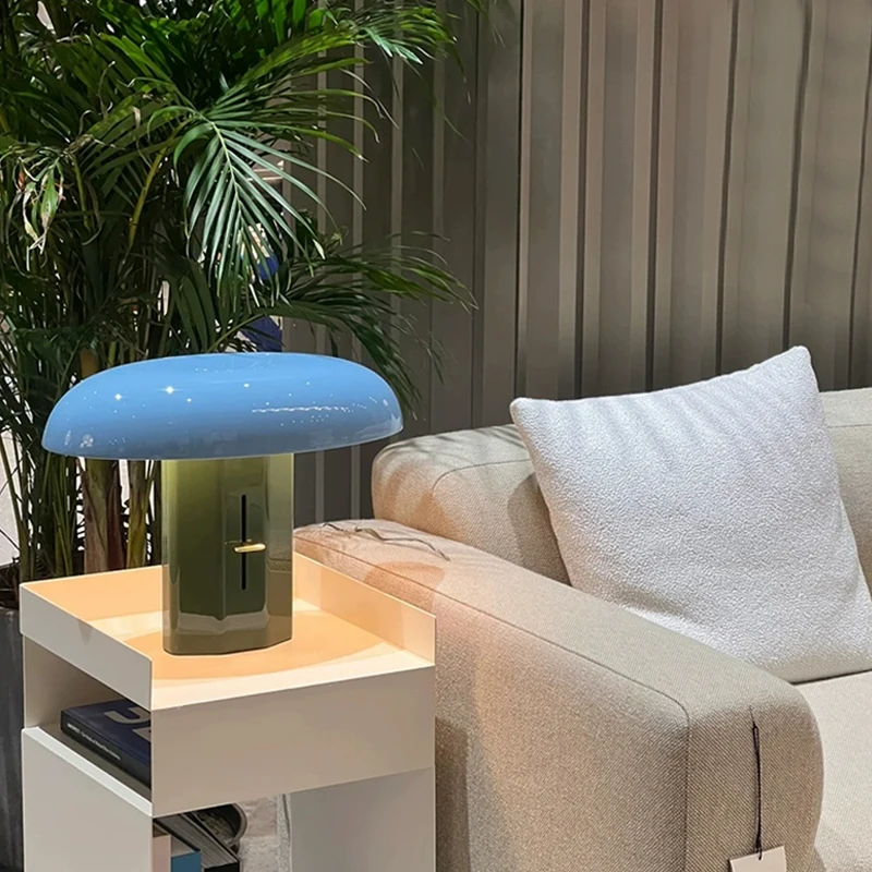 Indoor mushroom desk lamp, aluminum lamp body and lampshade, suitable for living room, bedroom, study, bedside use