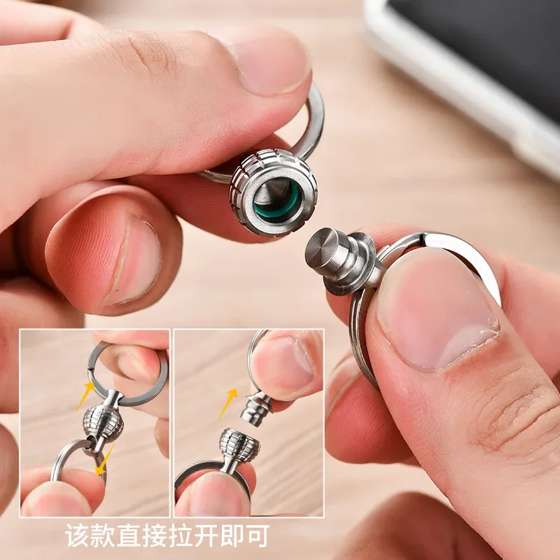FEGVE Gr5 Titanium Alloy Quick Release Keychain, Detachable Key Ring Quick Release