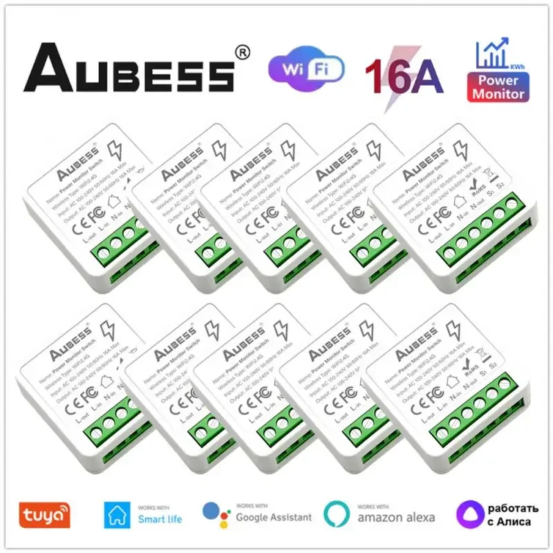 

Tuya Wi-Fi MINI Smart Energy Monitor Switch Module 16A Беспроводной переключатель Умный дом Работа с Alexa Google Home Alice Smart Life