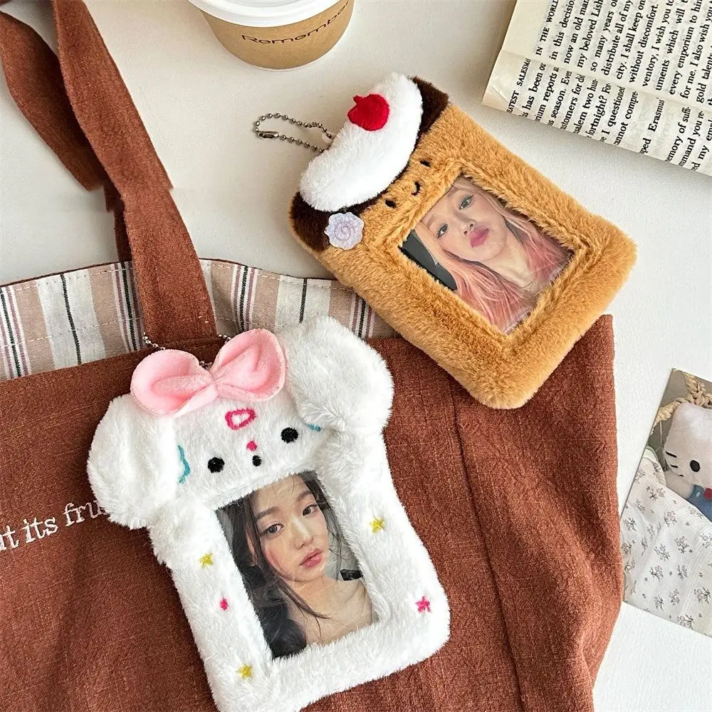 Document Case INS Cartoon Plush Card Holder Soft Cute Photo Protector Case Sweet Bear ID Credit Case Meal Card