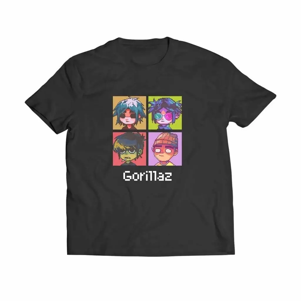 Rock Y2k Short Sleeve Gorillaz Graphic Print Cotton Black Shirt 2026 Summer Casual Loose New  Fashion Tshirt Fan Gift Unisex