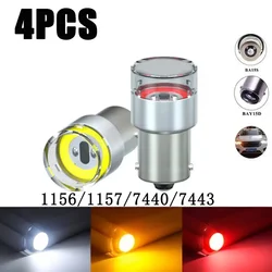 4pcs 12W transparent LED COB P21W LED 1156 BA15S BAU15S PY21W BAY15D LED Bulb 1157 P21/5W 7440/7443 Motorcycles Car Signal Light