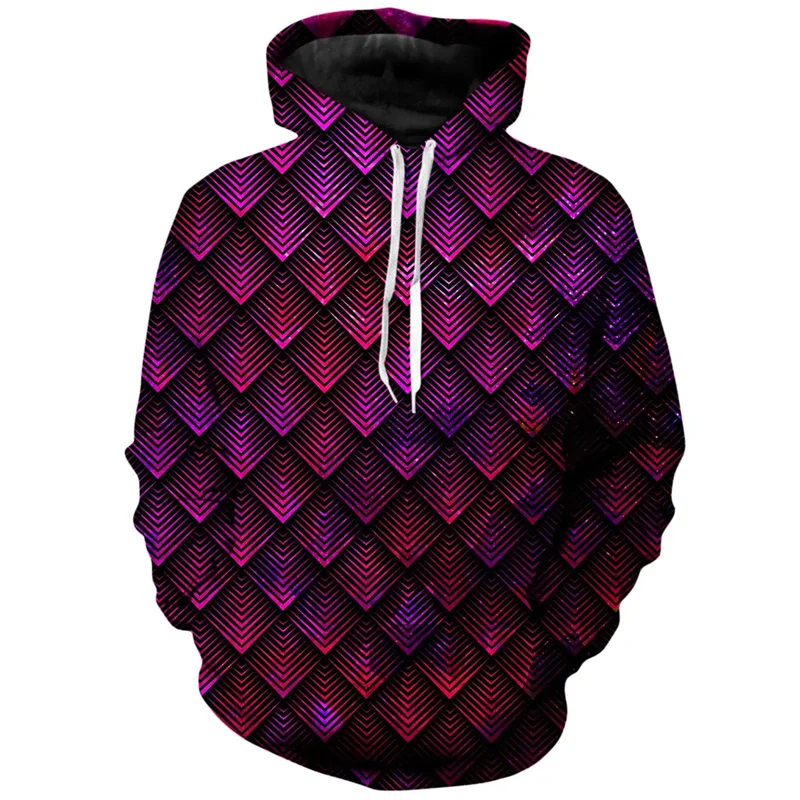 Dragon Scales Graphic Hoodie For Men 3D Print Geometric Sweatshirt Streetwear Long Sleeve Pullovers Oversized Women Hoodies