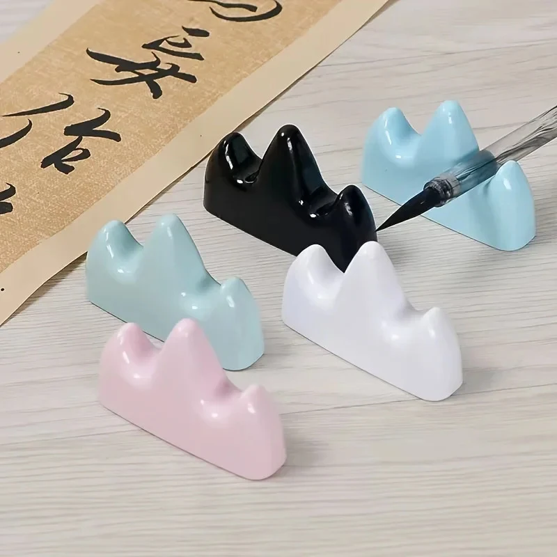 2pcsWhite mountain-shaped plastic pen holder，Chinese calligraphy brush storage rack, anti-fall pen holder，Multi-purpose kitchen