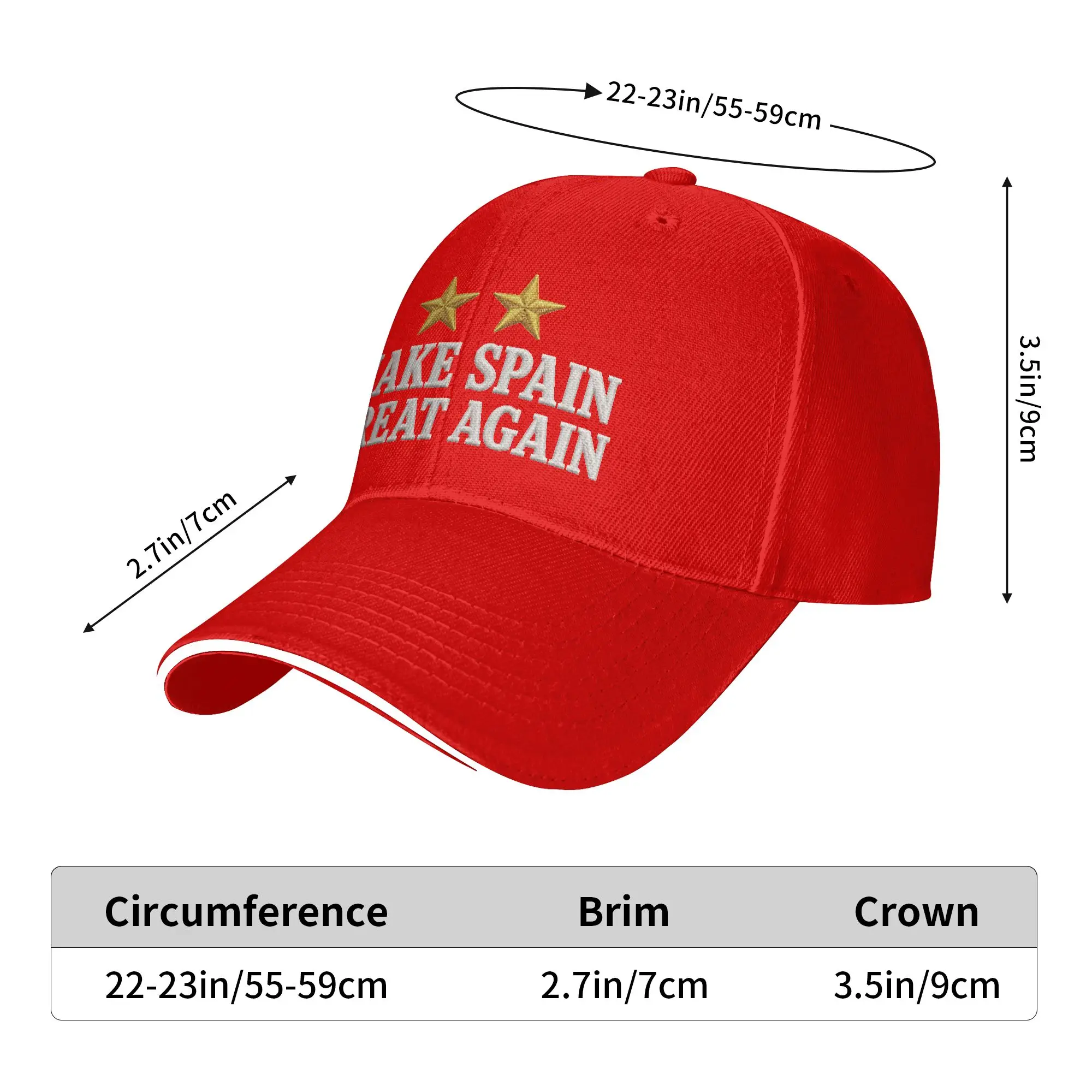 Baseball Cap MAKE SPAIN GREAT AGAIN TWO STARS Outdoor Gym Trucker Hat For Men Women Sunscreen  Classic Snapback Cap