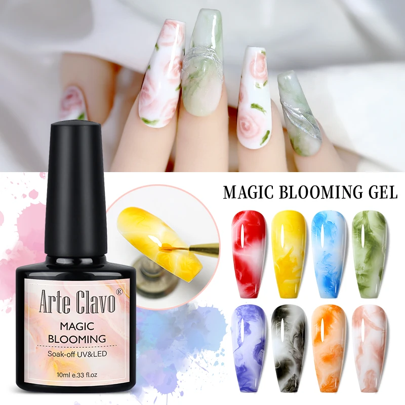 Arte Clavo Blossom Gel Nail Art Transparent Blossom Nail Polish Blooming Smook Effect Flower Gel Polish Soak off Nail Glue Gel