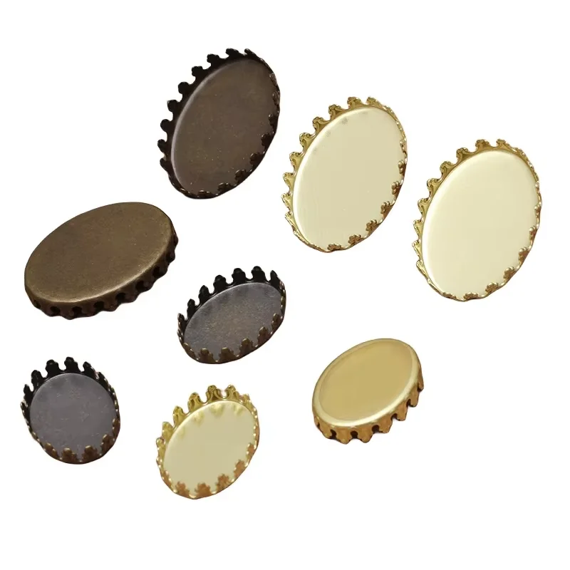 BoYuTe (50 Pieces/Lot) 13*18MM 18*25MM Oval Cabochon Base Antique Bronze Plated Vintage Diy Blank Tray Base for Jewelry Making
