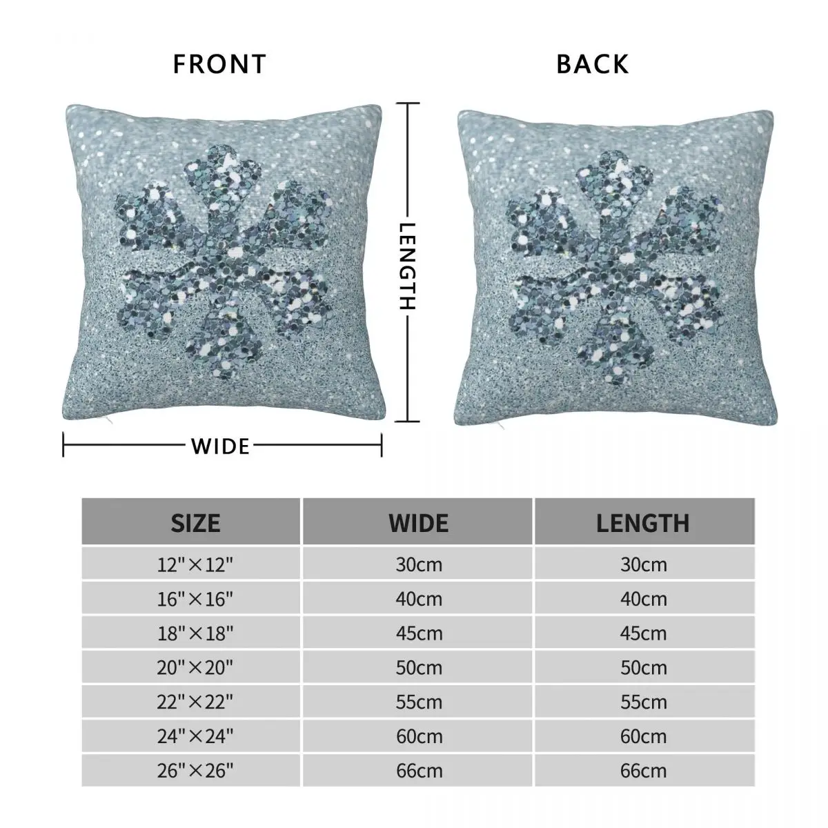 Aquamarine Snowflake Square Pillowcase Polyester Linen Velvet Pattern Zip Decor Home Cushion Cover 18