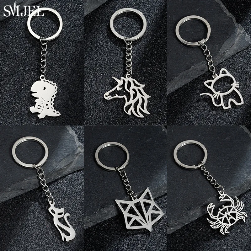 Metall Cartoon Tier Schlüssel bund Trend Kätzchen Einhorn Krabben Anhänger Halter Schlüssel anhänger Auto Schlüssel ring Tasche hängen Schmuck Zubehör Geschenk