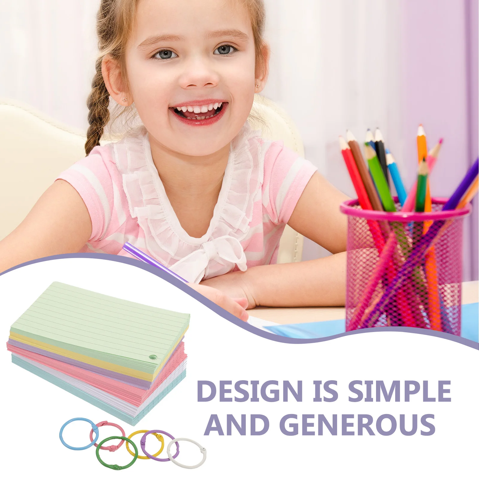 

Colored Index Lined Notebooks Rings Flashcards Office Use Memory Cards Vocabulary Notebook Lightweight Store Portable