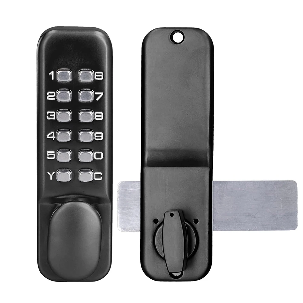 Door Knob Lock with Bolt,Single-Sided Passcode Combination Door Handle Lever Set,Interior Exterior Manually Locking(Matte Black)
