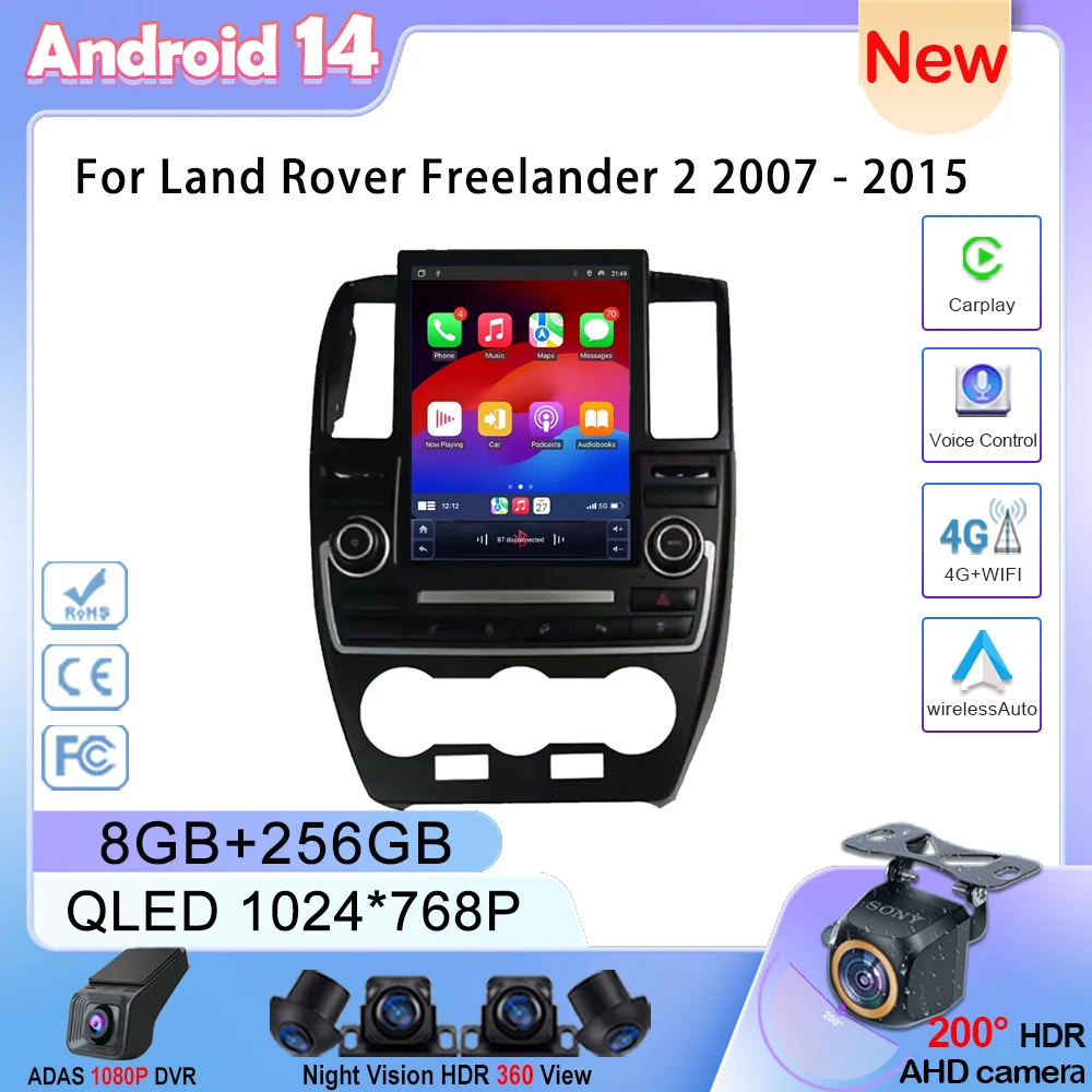 9.7 inch Screen Android 13 For Land Rover Freelander 2 2007 - 2015 Carplay Multimedia Video Player WIFI 4G GPS Navigation Radio