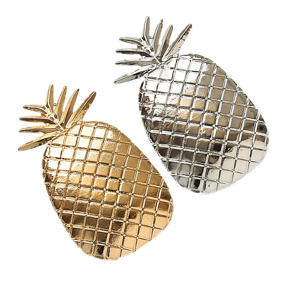 

2pcs Pineapple Shape Clips Alloy Barrettes For Women Fashion Hair Accessories Durable Polished Surface Golden Silver