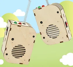 2pcs Walkie talkie model kit DIY handmade children's wooden assembly small production wireless science