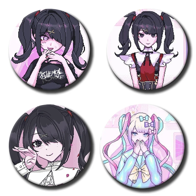 58mm Needy Girl Overdose Cute Cartoon Button Pin Pixelation KAngel Ame-Chan Gothic Lolita Brooch Badge Bag Decor Fans Collect