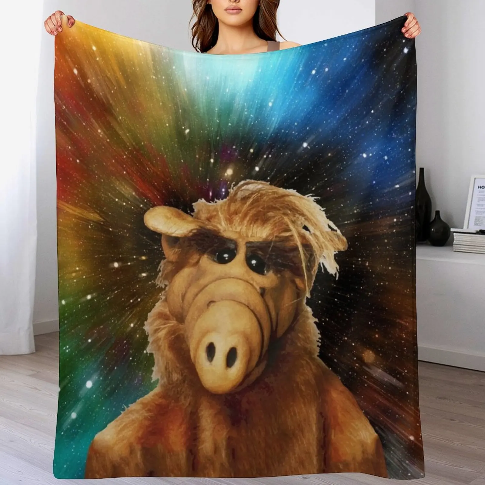 Alien Life Form in galaxy Throw Blanket Furry For Baby Beautifuls Blankets