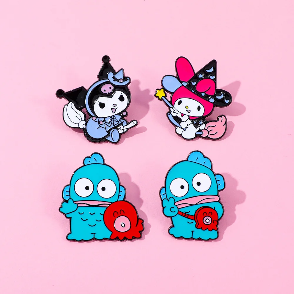 4 قطعة بروش شخصية أنيمي لطيف غرزة و الملاك الكرتون المينا دبوس ظهره الملابس والمجوهرات شارة معدنية اكسسوارات هدية