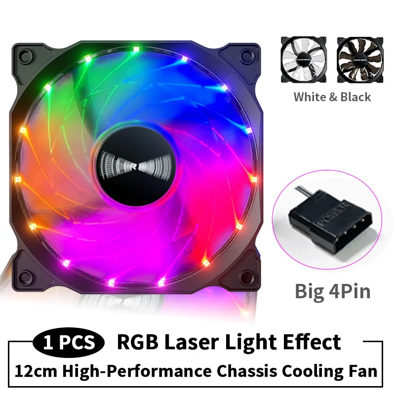 TEUCER B12025 120mm Computer Fan rainbow RGB 4pin High Cooling Performance Gaming PC Fan