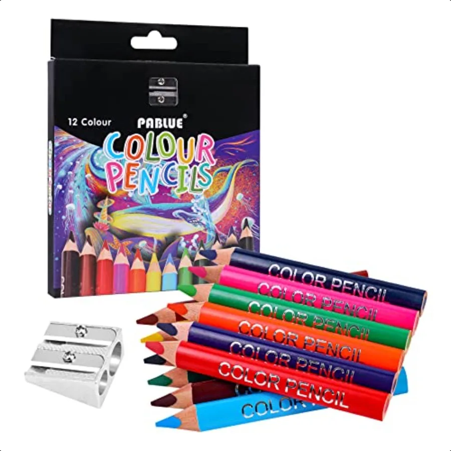

Triangular Jumbo Color Pencils Short Fat PreSharped Colored Pencils with Pencil Sharpener and Eraser for Toddlers Student Drawi