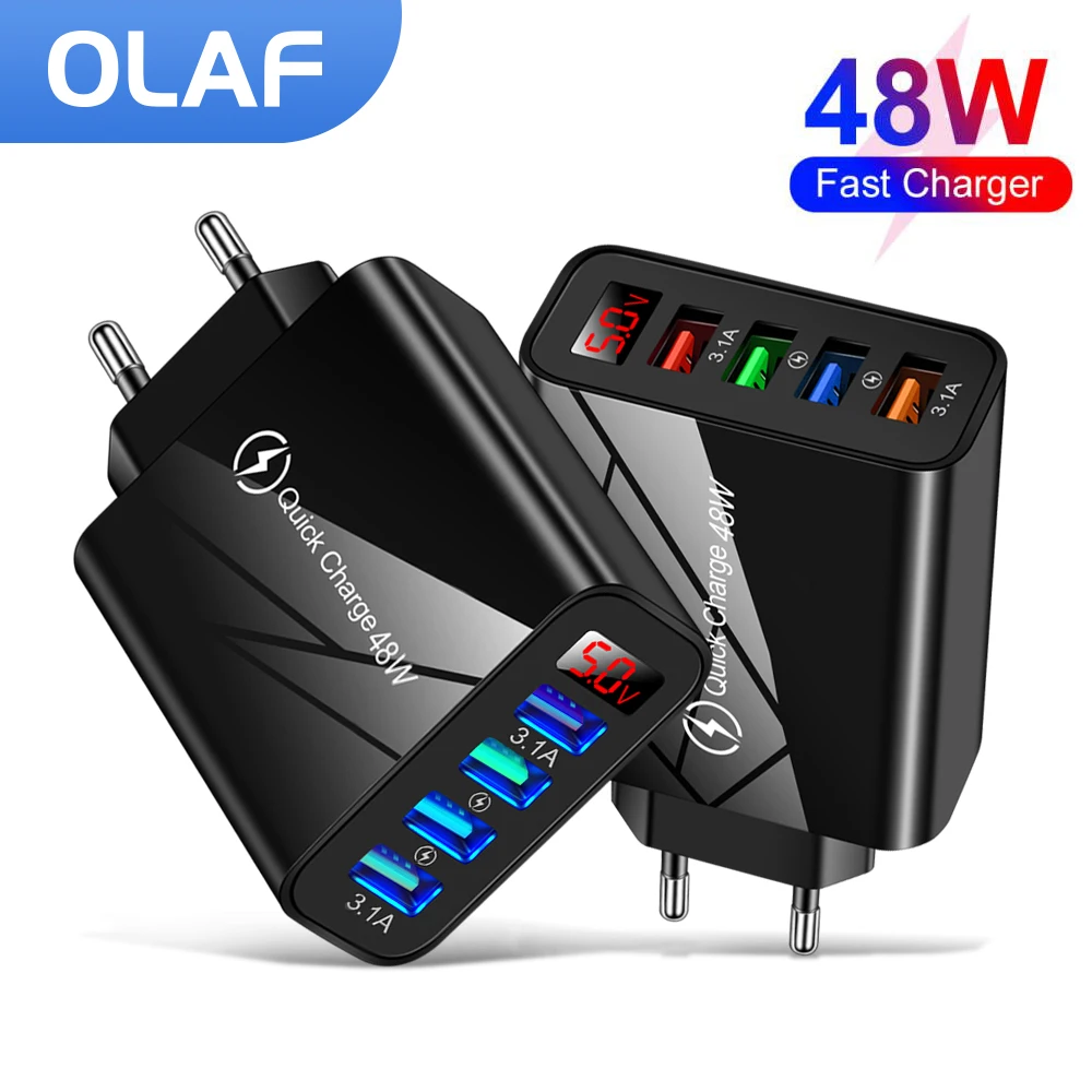 Quick Charger 3.0 USB Charger LED Display Mobile Phone Charger for iPhone 12 13 Xiaomi redmi poco Tablet EU US Plug Wall Adapter