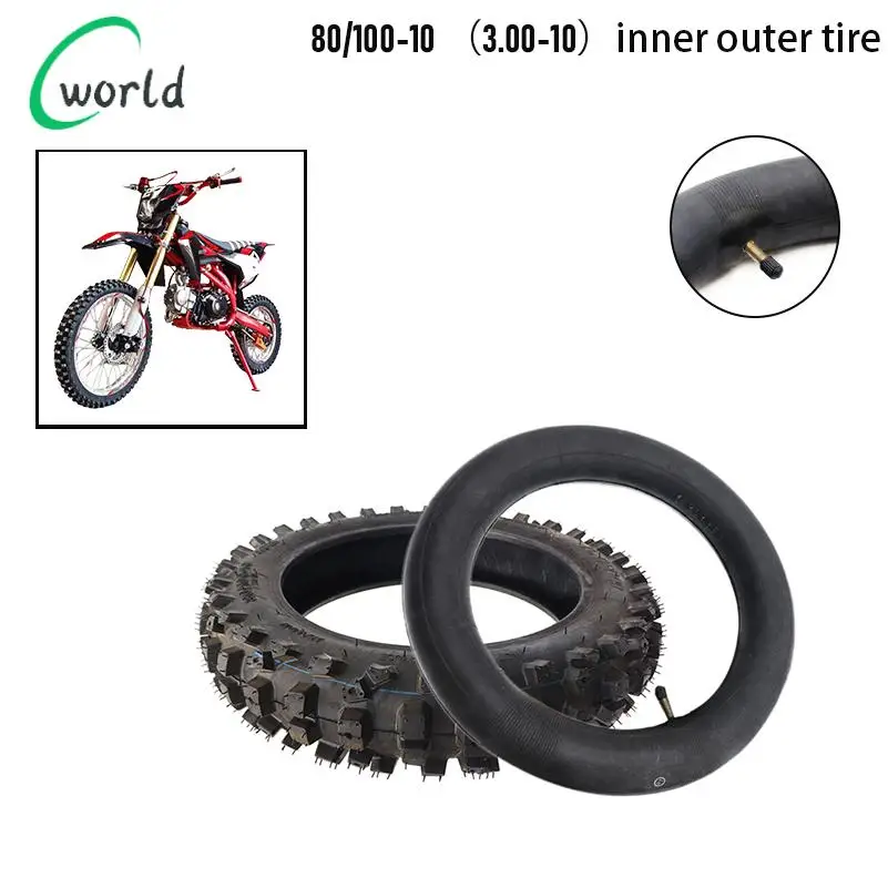 Hochwertiger 80/100-10 Außenreifen mit 3.00-10 Innenreifen, Geeignet für Offroad-Rennen, Motorradreifen, Dirt Pits, Fahrräder