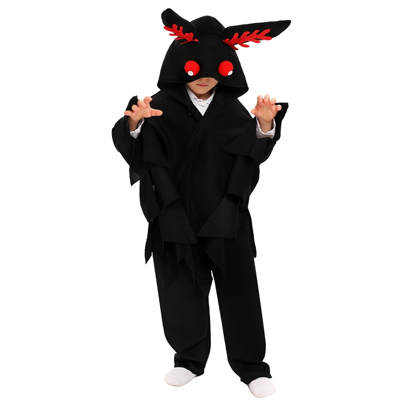 Unisex Boy Mysterious West Virginia Humanoid Monster Cape Fancy Dress Up Girl Mothman Halloween Costume For Kids