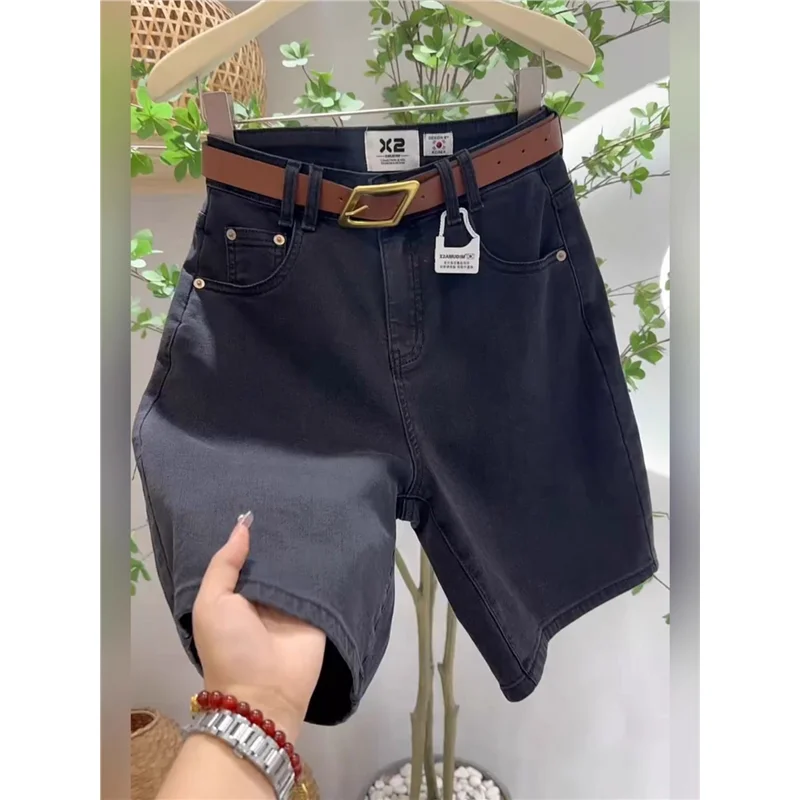 

Женские летние джинсы Bla A-Line: новые, свободные, с высокой талией, широкими штанинами, на молнии, длиной 3/4, прямого кроя