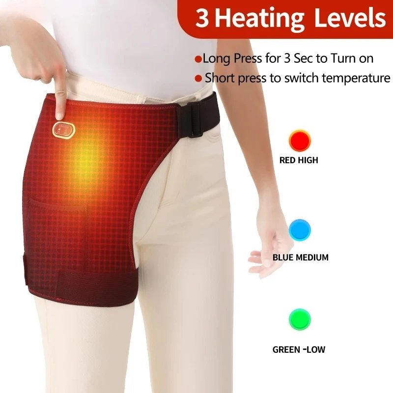 Electric Heating Hips Brace Adjustable Fast Heating Vibration Kneading Muscle Relaxation Hip Support Protective Stabilization