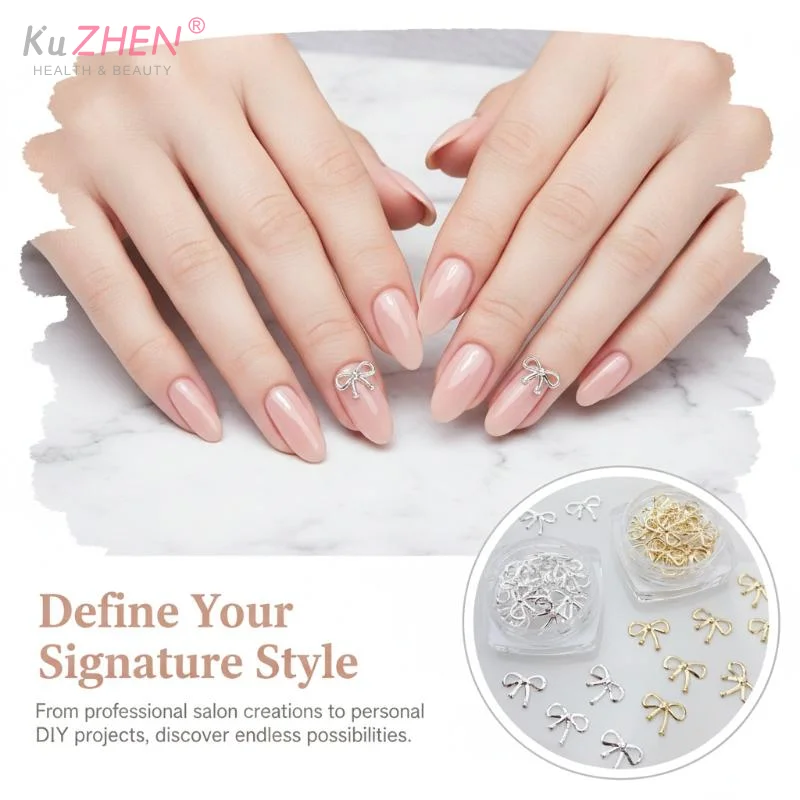 Metal Willow Bows Nail Decoration Gold Silver 3D Bowknot Design DIY Charm Elegant Metallic Jewelry Manicure Nail Art Decoration