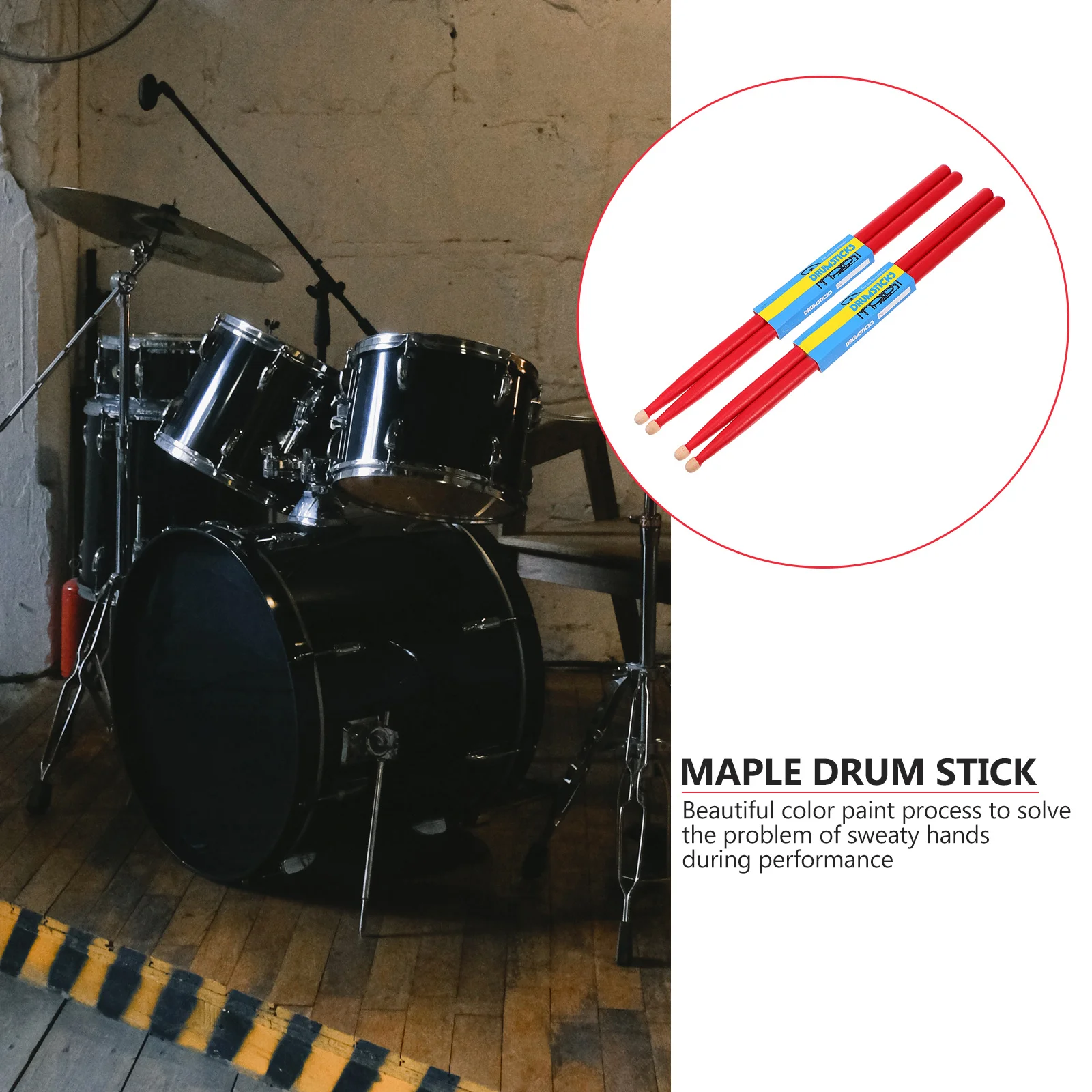 

2 Pairs Maple Sticks Percussion Drum Musical Instrument Drums Wood Drumsticks Hit