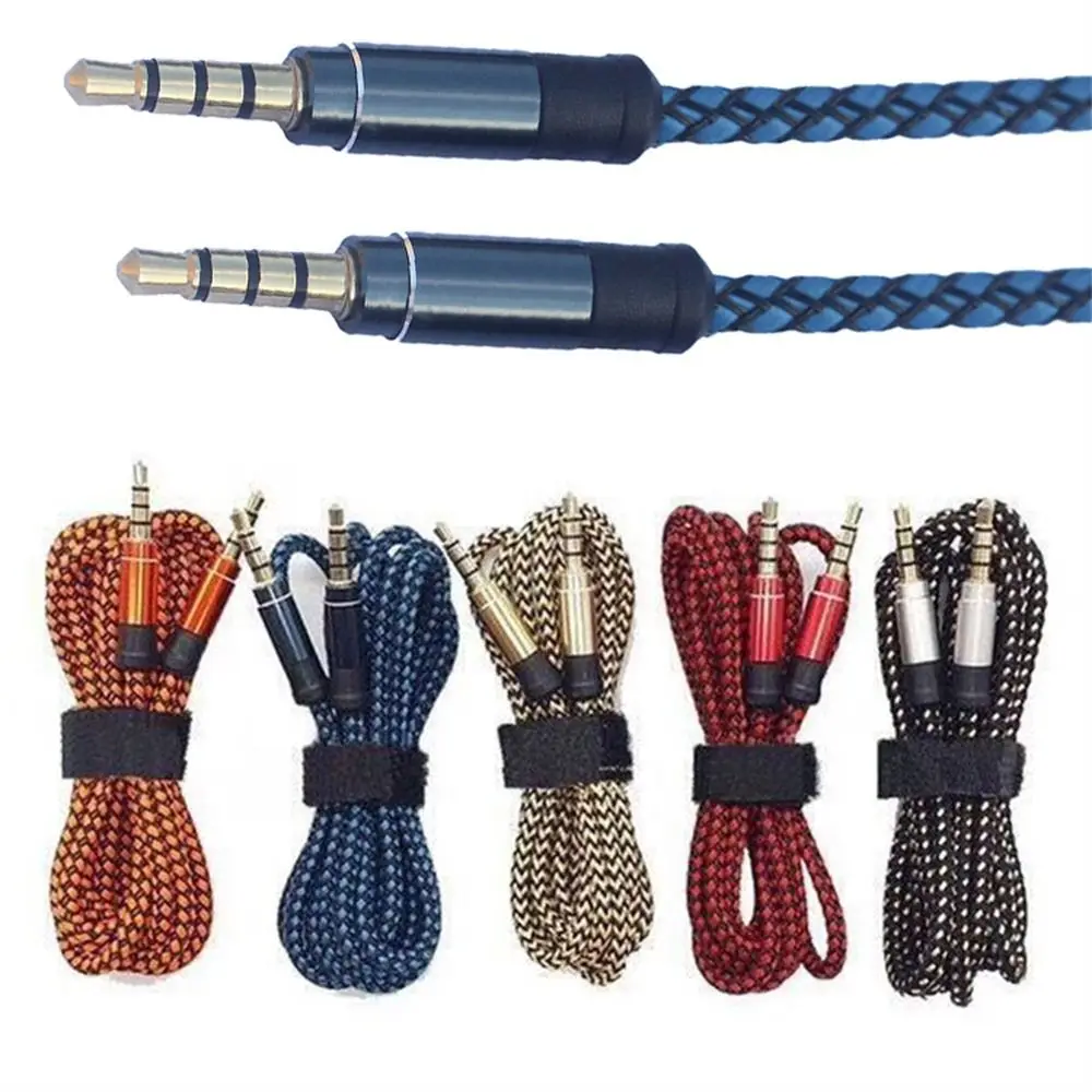 3.5mm Jack AUX Audio 4 Poles Cable With Nylon Braided Headphones For Speaker Car MP3 AUX Extension Cord