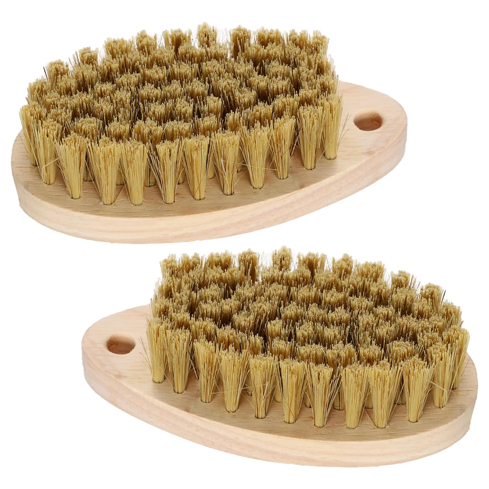 

2 Pcs Laundry Brushes Shoes Washing Bristle Multi use Cleaning Household Wood H Non slip Durable Craftsmanship Wear resistant