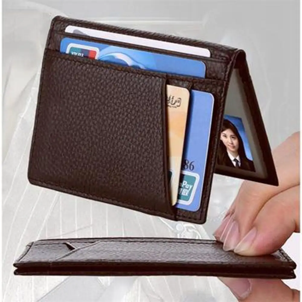 Small Soft Business Wallet for Driver License with 8 Card Slots Men Wallet Genuine Leather Super Slim Credit Card Holders