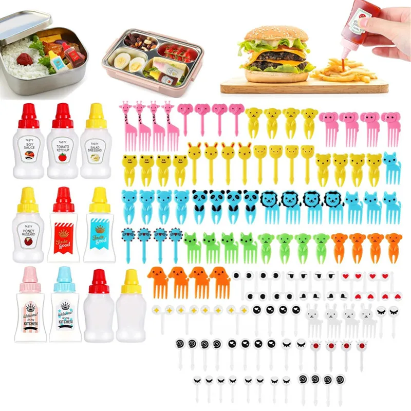 

12-110 шт. мини-вилки для фруктов для детей, милые закуски, выборки для еды, зубочистки, аксессуары для бенто-бокса, силиконовые разделители для ланч-бокса