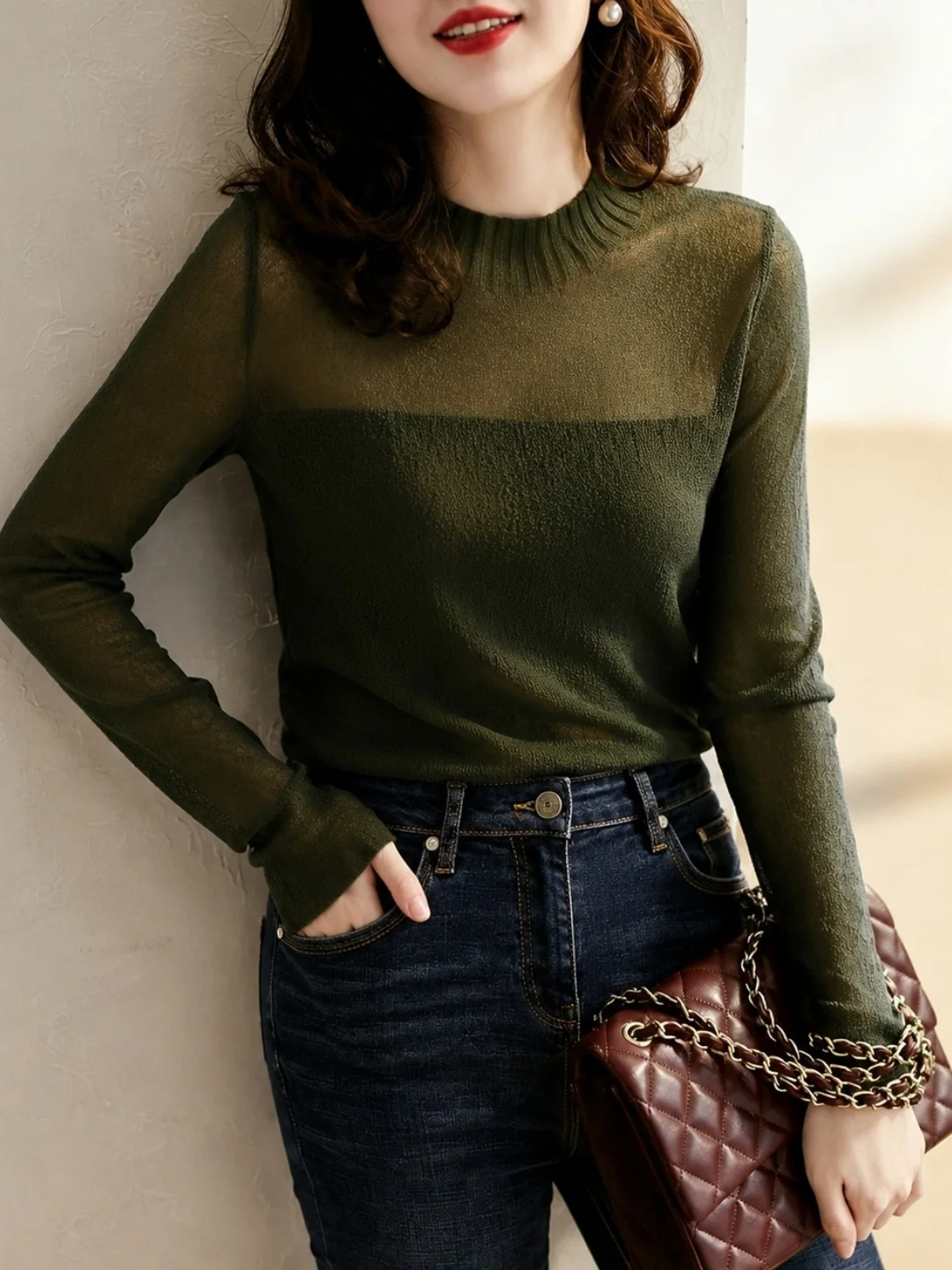 Slimming Effect Long Sleeve Casual Knitwear New Autumn Fashion Light Maturity Style Women's Soft Straight Cut Korean Style Top