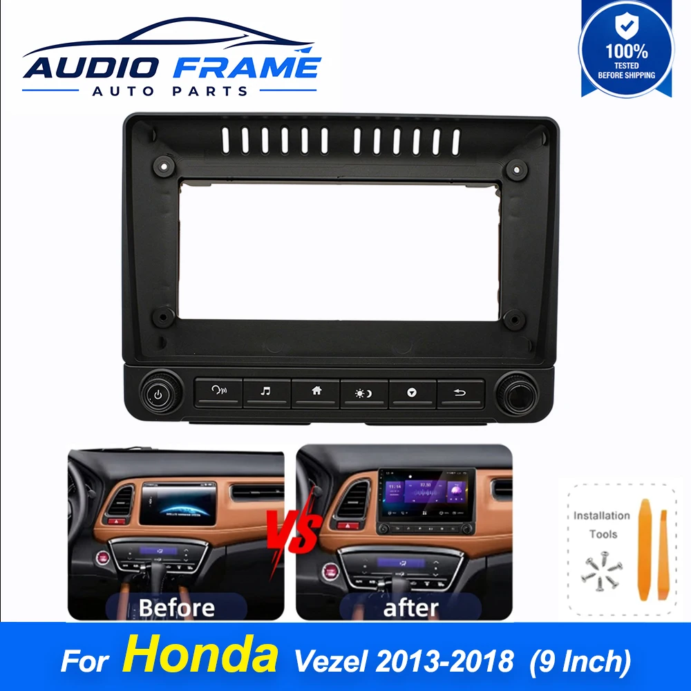9 Inch Plug & Play Fascia Frame Kit With Canbus Decoder For Honda Vezel 2013-2018 Android Head Unit Dash Panel Adapter