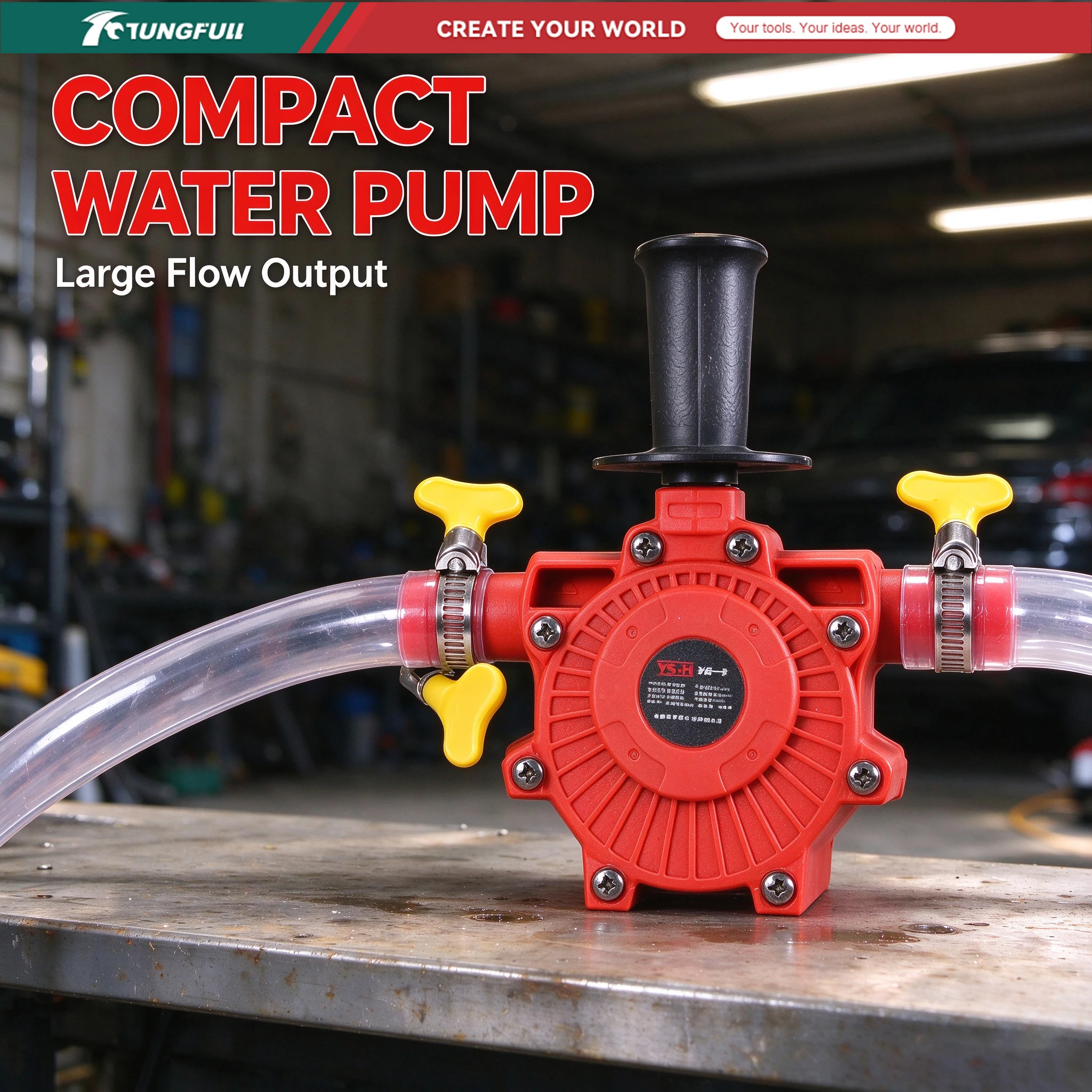 Electric Drill Driven Water Pump Small Self Priming, Round Shank Portable Liquid Transfer Pump for Oil Water Fluid Delivery