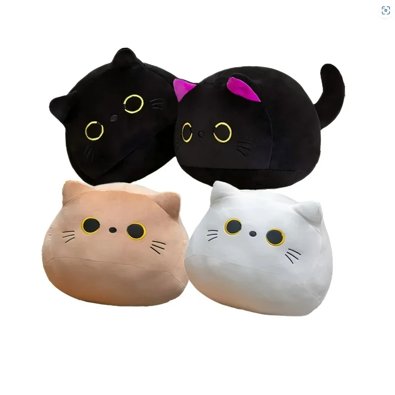

9cm-70cm Kawaii Big Size Plush Cat Pillow Round Black Cat Bed Cushion Sleeping Toys Stuffed Soft Animal Dolls Kids Birthday Gift