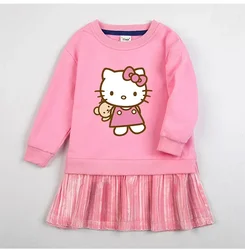 Sanrio Hello Kitty Meisje Jurk 2022 En Najaar Nieuwe Kinderkleding Prinses Geplooide Mesh Jurk