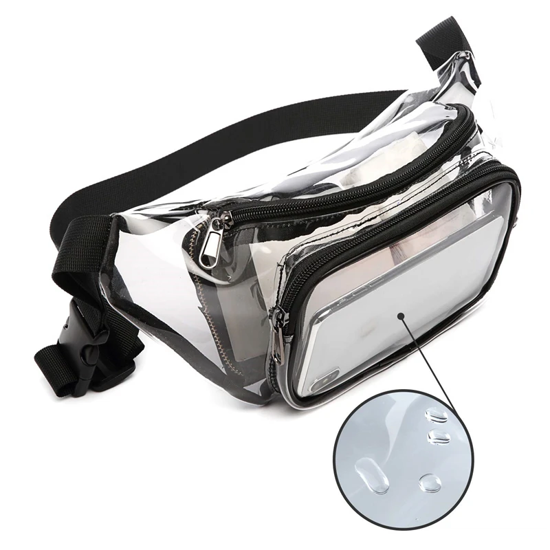 Women PVC Waist Belt Bag Fashion Transparent Chest Pouch Bag Beach Outdoor Travel Portable Zipper Running Bag New