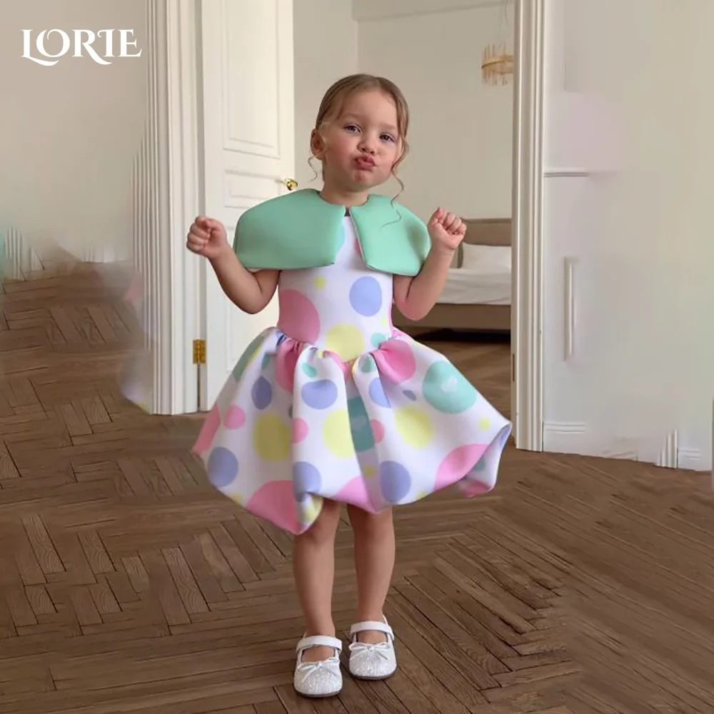 

LORIE Sweet ColorfuL Point Flower Girl Dress for Wedding A-Line Puff Sleeve with Flower Girl Dresses Customized Gril Party Gown