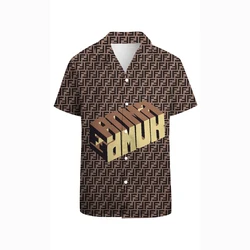 Summer dark personality graphic print men's loose casual short-sleeved shirt trendy men's breathable shirt Loose atmosphere