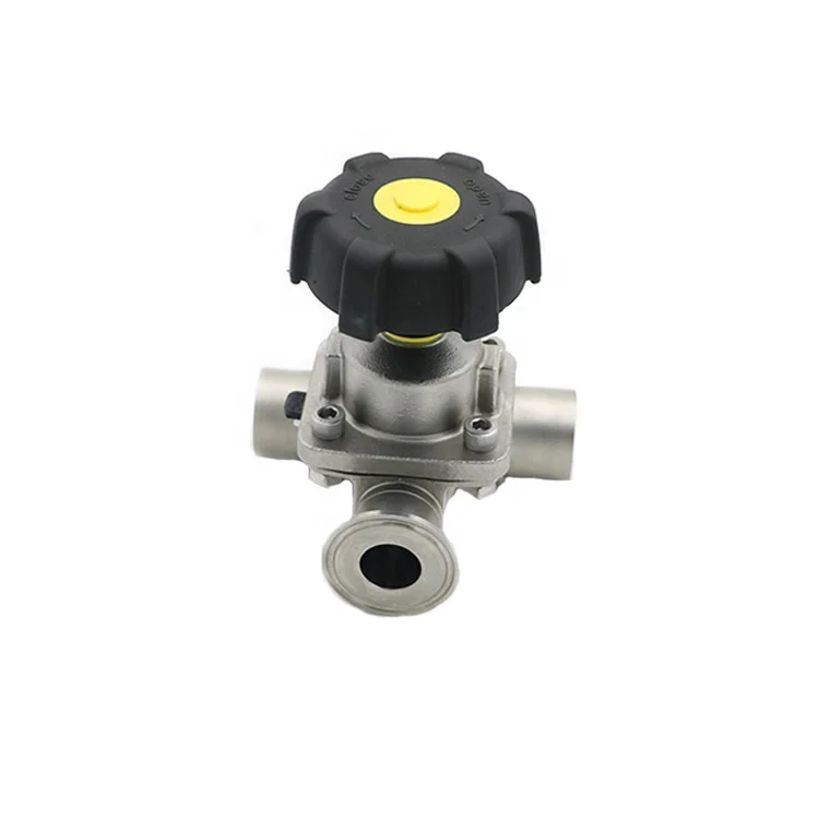 

SS316 Stainless Steel Sanitary Zero Dead Leg T Type Three Way Diaphragm Valve