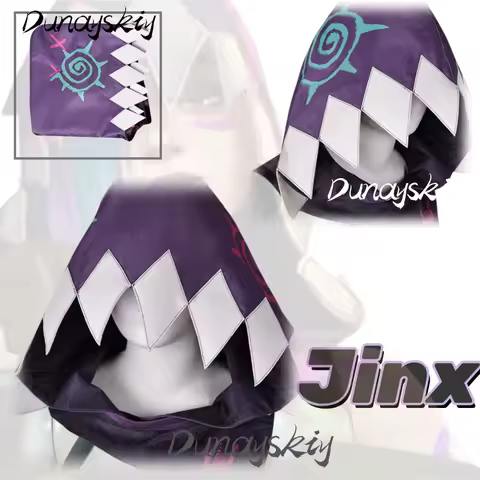 Jinx Cosplay Costume Hood LOL Arcane League The Loose Cannon Jinx Role Play Prop Purple Hat for Halloween Customized