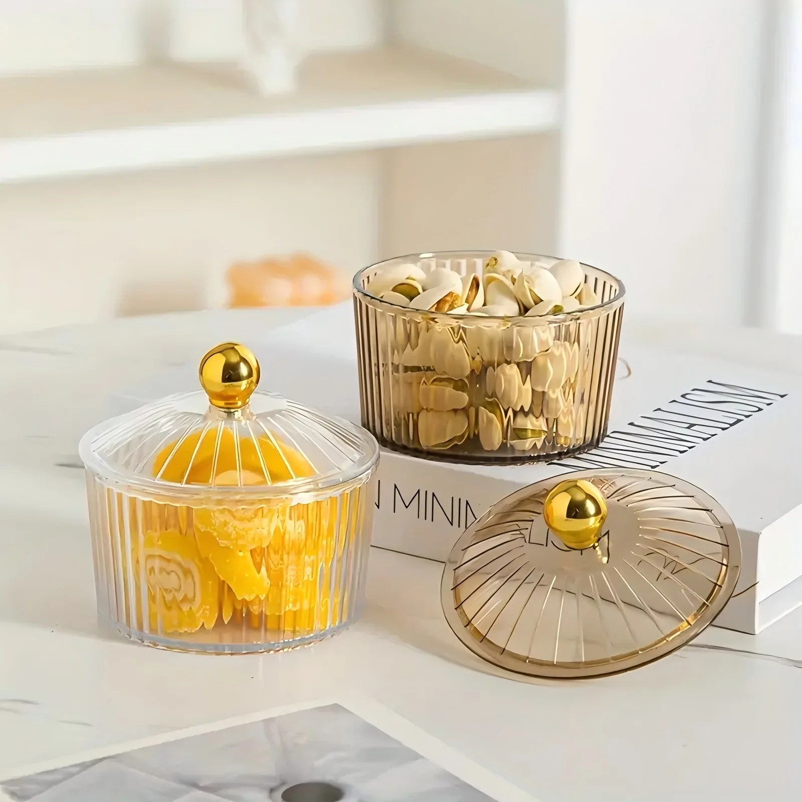 Leichter, luxuriöser goldener Obstteller: für Couchtische im Wohnzimmer zu Hause, zum Servieren als Süßigkeitentablett und Snack-Ausstellungsteller