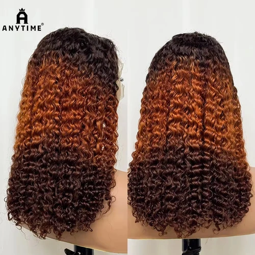 Imagen 1 del producto Pelucas de cabello humano rizado con ondas de agua de 18 pulgadas de densidad 250% de doble estiramiento peluca de cabello Frontal de encaje transparente 13x4 para mujeres