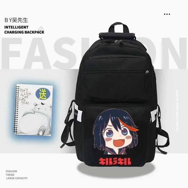27×46×24cm-ブラック-ホワイト-ブラック-レッド、キルラキル、キルラキル、アニメ、学生-キッズ-ティーン-スクールバッグ、バックパック、ガールズ-ボーイズ